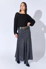 Kadın Siyah Içi Mini Etekli Dilimli Tül Etek