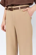 Kadın Vizon 2039 Beli Kemerli Bol Paça Pantolon