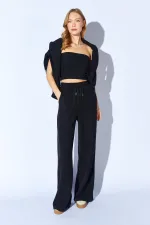 Kadın Siyah Yaka Fermuarlı Dikiş Detaylı Selanik Takım