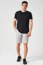 Erkek Gri Beli Yarım Lastikli Gold Şort