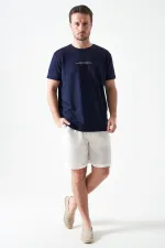 T-shirt en modal imprimé REFRESH, col rond, bleu marine, pour homme