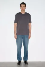 Erkek Antrasit Bisiklet Yaka Modal Basic Tişört