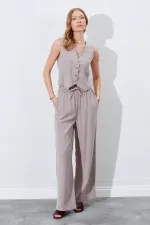 Kadın Vizon Fleto Cepli Arkası Gipeli Yelek