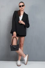 Women's Black Sleeveless Blazer Polyviscose Jacket