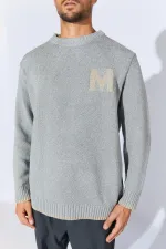 Pull Homme Bouclé Col Ras-du-Cou Anthracite
