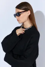 Kadın Siyah Bisiklet Yaka Basic Triko Kazak