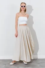 Kadın Taş Beli Lastikli Kloş Uzun Etek