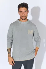 Pull Homme Bouclé Col Ras-du-Cou Anthracite