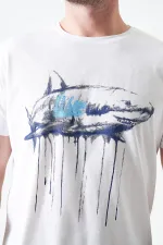 T-shirt homme Off-White à col rond et imprimé requin