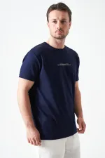 T-shirt en modal imprimé REFRESH, col rond, bleu marine, pour homme