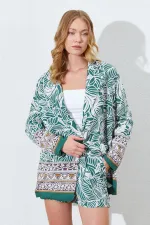 Kadın Haki Eteği Sulu Blazer Ceket