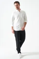 Erkek Ekru Uzun Kol Ripaş Dalgıç Slim Fit Gömlek