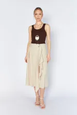 Kadın Taş 3495 Beli Kemerli Parça Detaylı Etek