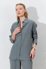 Kadın Haki Oversize Gömlek