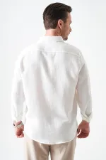 Erkek Ekru Uzun Kol Regular Basic Müslin Gömlek