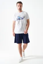 Erkek Lacivert Önü Çima Dikişli Modal Şort