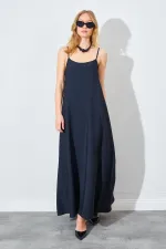 Kadın Siyah U Yaka Salaş Modal Elbise