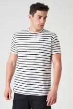 Erkek Siyah Bisiklet Yaka Ringel Mini Waffle Tişört