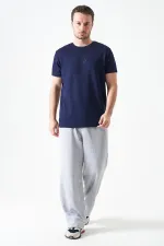 T-shirt homme bleu marine à col rond en modal avec imprimé ours origami