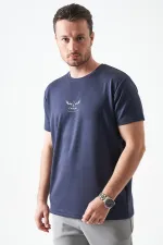 Erkek Antrasit Bisiklet Yaka CASUAL  Baskılı Modal Tişört