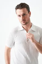 T-shirt homme Off-White à col montant et fermeture éclair, en jacquard épais