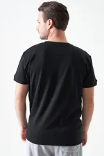 T-shirt basique noir à col rond pour homme
