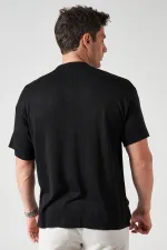 Chemise en maille de coton noire à manches courtes pour homme