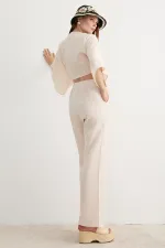 Kadın Taş Yarasa Kol Ön Bağlamalı Gömlek