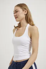 Débardeur côtelé en modal blanc cassé pour femme