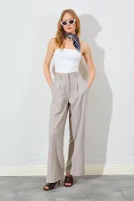 Kadın Vizon Çift Fleto Poliviskon Pantolon