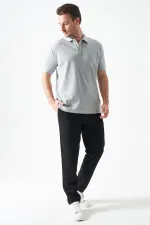 Erkek Siyah Beli Yarım Lastikli Pike Basic Pantolon