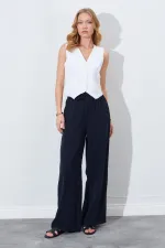 Kadın Ekru Fleto Cepli Arkası Gipeli Yelek