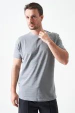 T-shirt basique ottoman gris peint à col rond pour homme