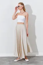 Kadın Taş Beli Lastikli Kloş Uzun Etek