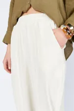 Kadın Ekru (5456) Önü Dikişli Balon Kesim Tencel Pantolon