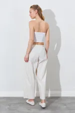 Pantalon ample pour femme avec taille élastiquée et poche cachée