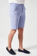 Short indigo pour homme avec ceinture semi-élastiquée et finitions dorées