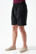 Erkek Siyah Baggy Double Paça Müslin Şort