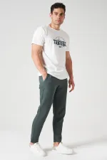 Erkek Çam Yeşili Bel Bağlamalı Müslin Pantolon