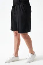 Erkek Siyah Önü Çima Dikişli Modal Şort