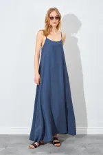 Kadın Antrasit U Yaka Salaş Modal Elbise