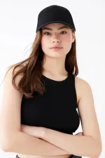 Kadın Siyah Gabardin Basic Kep Şapka