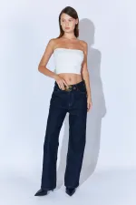 Kadın Rins Yıkama Beş Cepli Palazzo Jean Pantolon