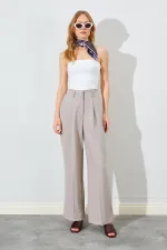 Kadın Vizon Çift Fleto Poliviskon Pantolon