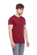 Erkek Bordo Bisiklet Yaka Basic Tişört