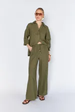 Women's Khaki Lined Trousers with Belt