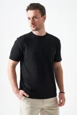 T-shirt basique noir à col rond pour homme