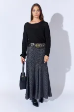 Kadın Siyah Içi Mini Etekli Dilimli Tül Etek