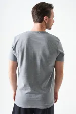 T-shirt basique ottoman gris peint à col rond pour homme