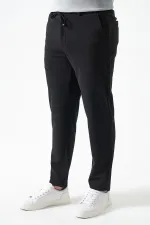 Erkek Siyah Beli Yarım Lastikli Pike Basic Pantolon